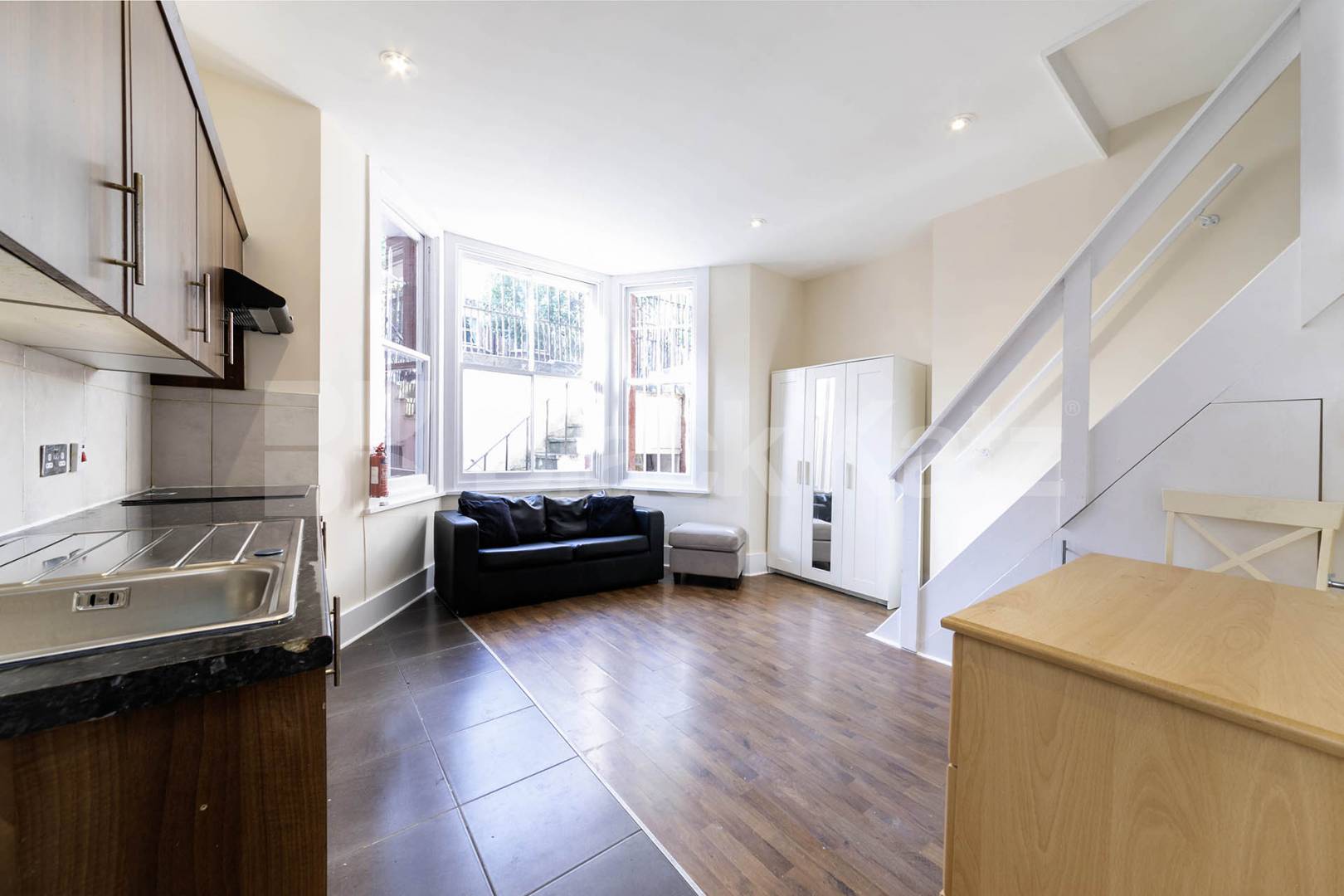 A spacious and well-presented furnished studio apartment with a mezzanine sleeping area, offering a bright and comfortable living space.The property is fully self-contained and provides everything needed for convenient modern living Sutherland Avenue, Maida Vale, W9,  London