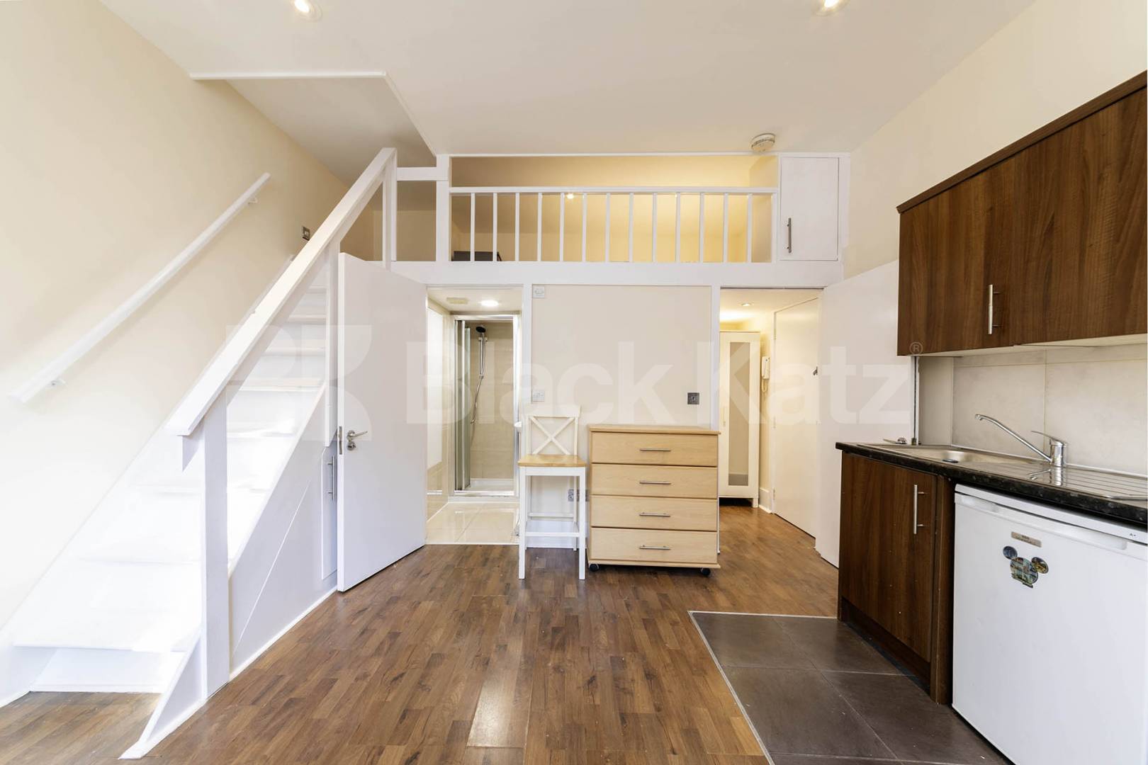 A spacious and well-presented furnished studio apartment with a mezzanine sleeping area, offering a bright and comfortable living space.The property is fully self-contained and provides everything needed for convenient modern living Sutherland Avenue, Maida Vale, W9,  London