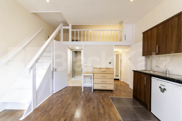 A spacious and well-presented furnished studio apartment with a mezzanine sleeping area, offering a bright and comfortable living space.The property is fully self-contained and provides everything needed for convenient modern living Sutherland Avenue, Maida Vale, W9,  London