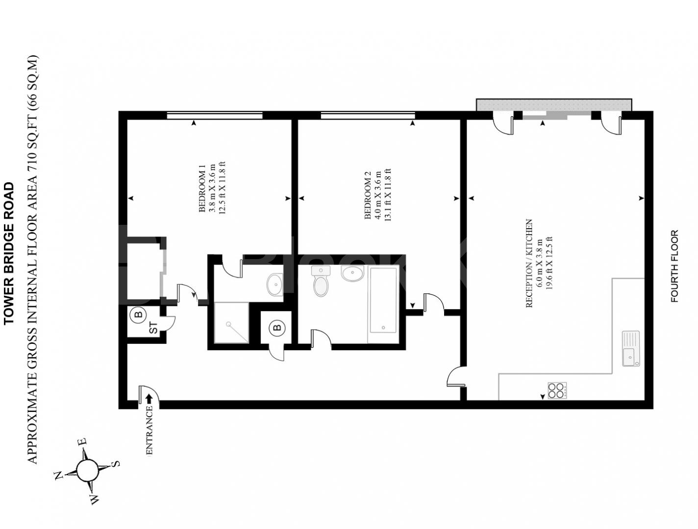			NEW INSTRUCTION, 2 Bedroom, 1 bath, 1 reception Apartment			 Tower Bridge Road, London Bridge