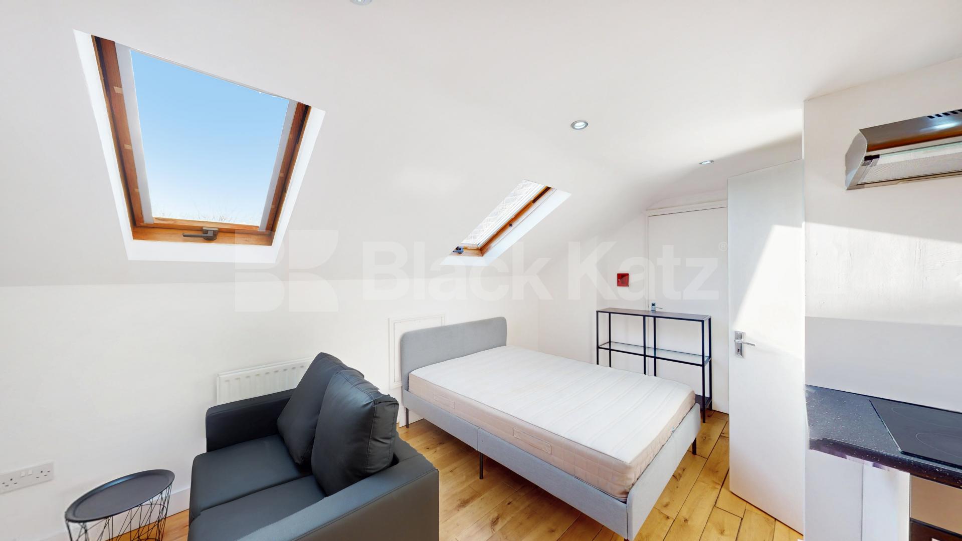 An excellent studio apartment set on the top floor of beautifully presented period building located on the border of West Hampstead and Kilburn.The property is flooded with natural light and is completed to a high standard throughout.You are ideally  Quex Road, London, NW6,  London