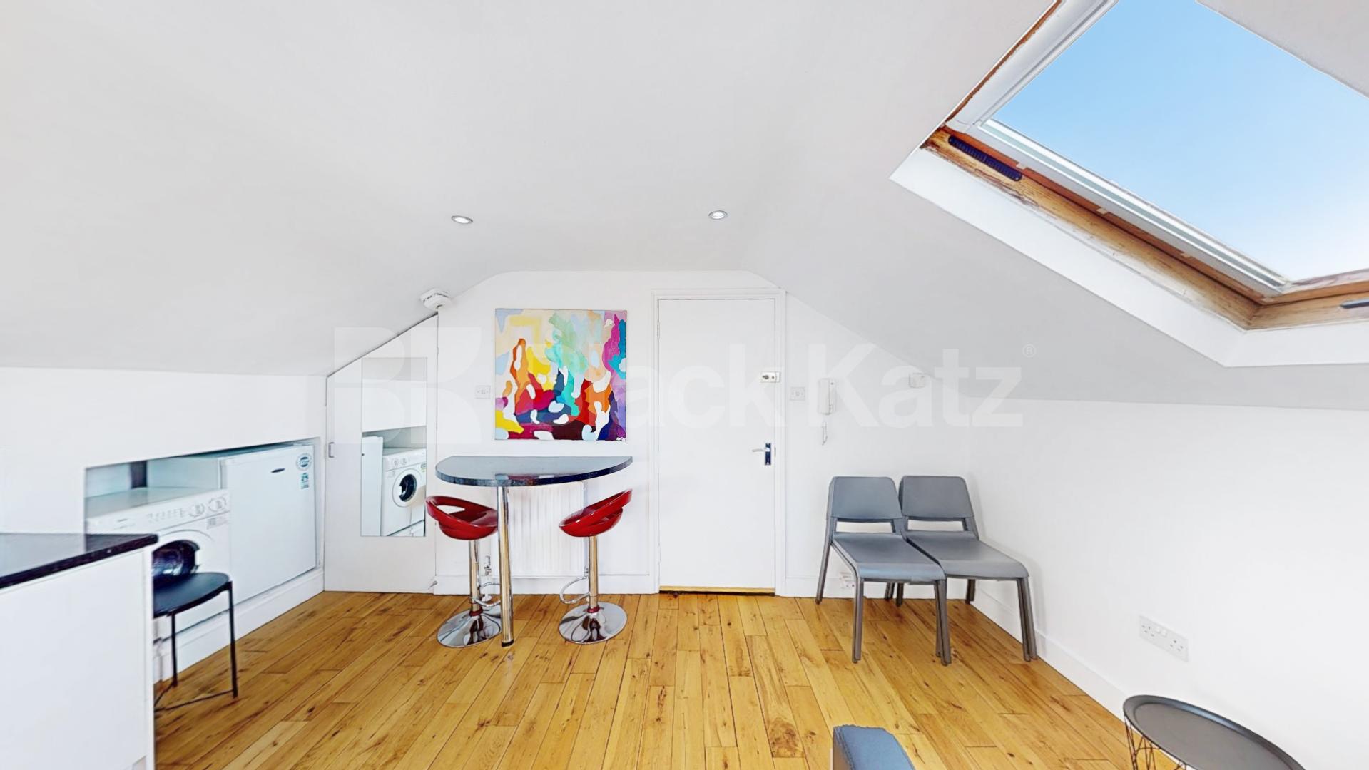 An excellent studio apartment set on the top floor of beautifully presented period building located on the border of West Hampstead and Kilburn.The property is flooded with natural light and is completed to a high standard throughout.You are ideally  Quex Road, London, NW6,  London