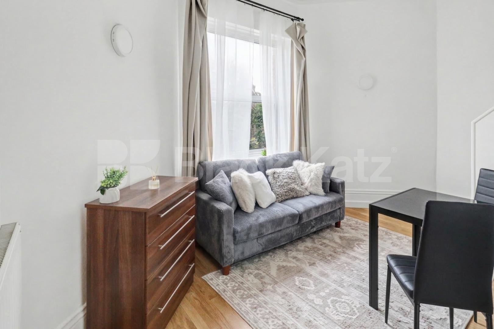 A well-presented and spacious studio apartment arranged over a mezzanine level, ideally located on the sought-after Fitzjohn’s Avenue in NW3.This furnished property features a bright and airy living area with a raised mezzanine sleeping space, crea Fitzjohns Avenue, Hampstead, NW3 (Inclusive of Gas and Water),  London