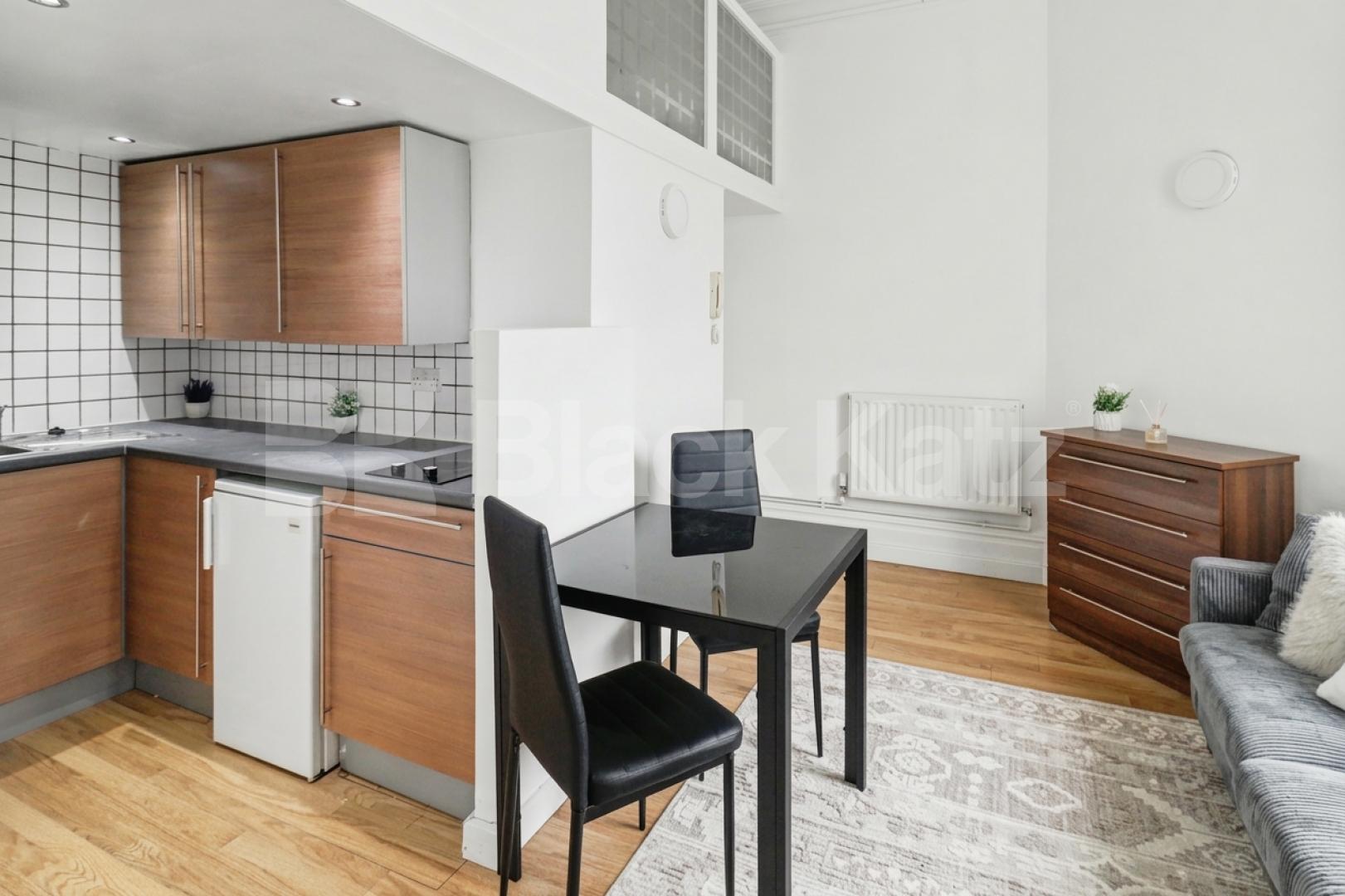A well-presented and spacious studio apartment arranged over a mezzanine level, ideally located on the sought-after Fitzjohn’s Avenue in NW3.This furnished property features a bright and airy living area with a raised mezzanine sleeping space, crea Fitzjohns Avenue, Hampstead, NW3 (Inclusive of Gas and Water),  London