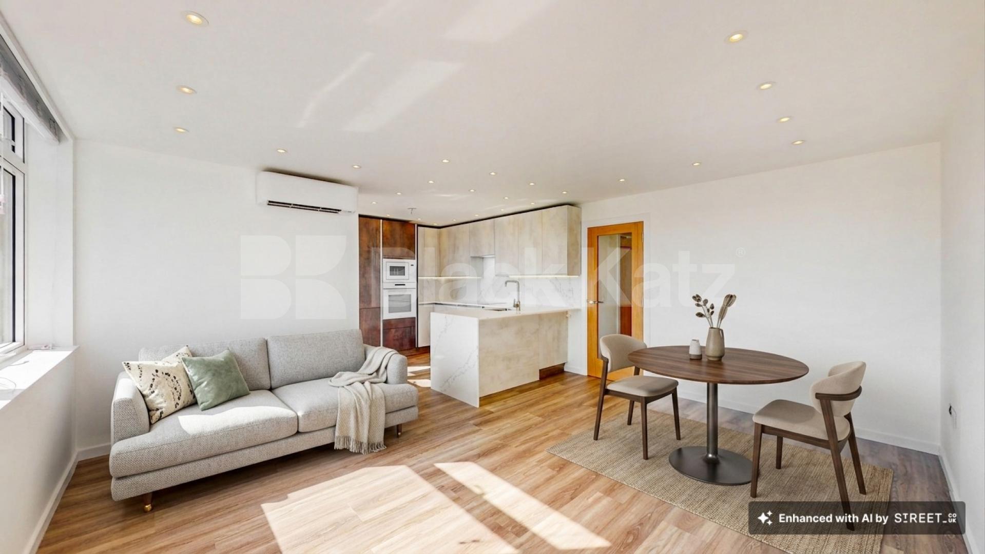 A stunning fully renovated three-bedroom apartment finished to an exceptional high standard throughout The Oaks, London, NW6,  The Oaks