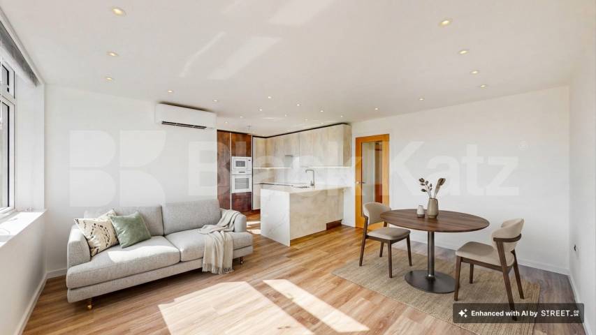 A stunning fully renovated three-bedroom apartment finished to an exceptional high standard throughout The Oaks, London, NW6,  The Oaks