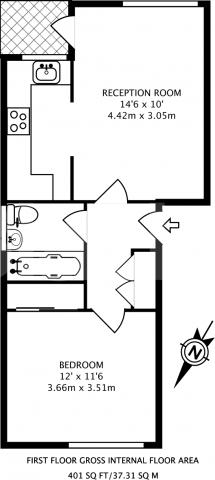 			LET!, 1 Bedroom, 1 bath, 1 reception Ground Floor Flat			 Tredegar Road, BOUNDS GREEN