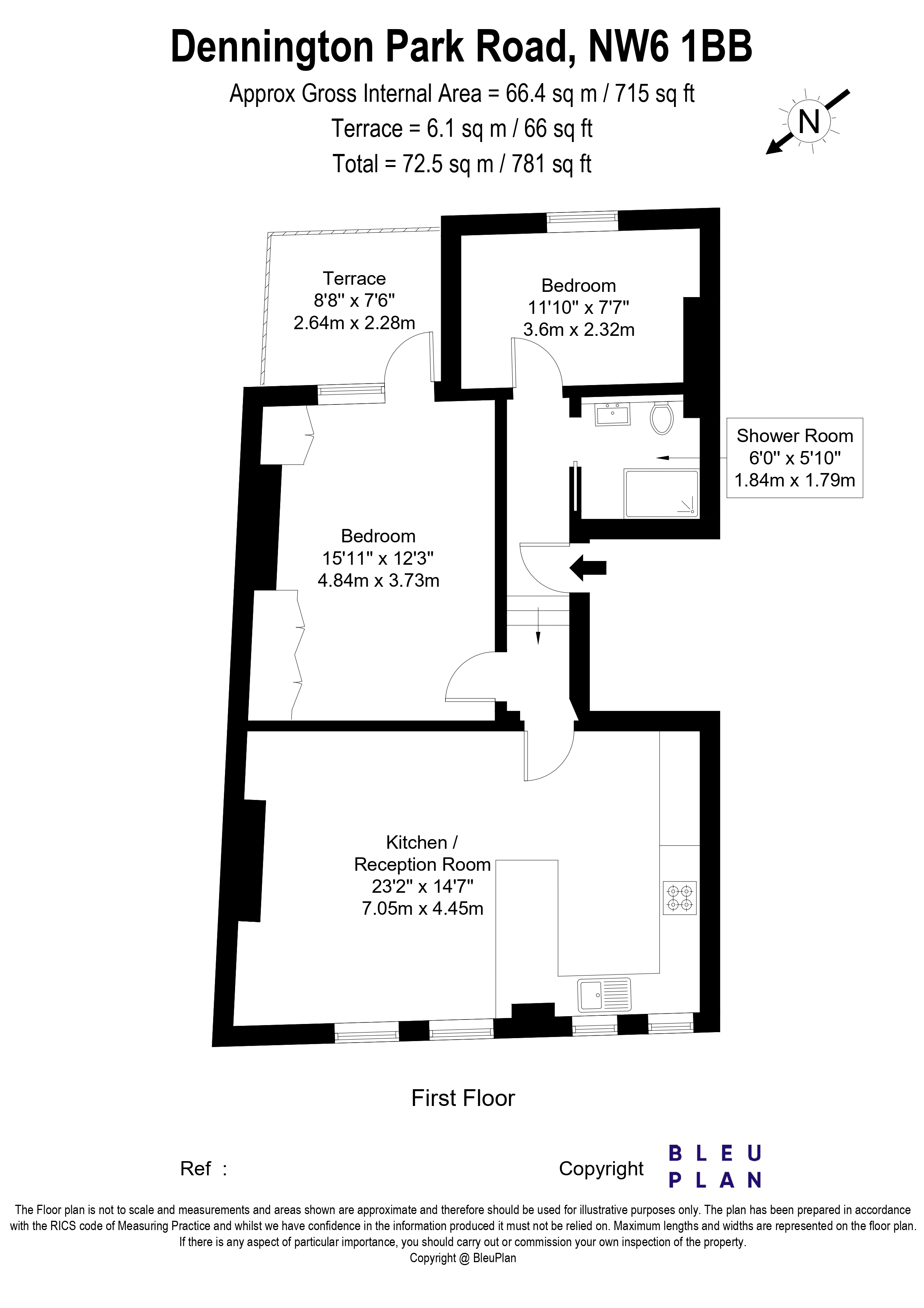 Dennington Park Road, West Hampstead, NW6 (£1000 towards your moving costs) floorplan